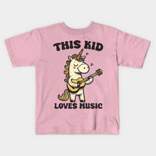 Unicorn playing guitar Kids T-Shirt